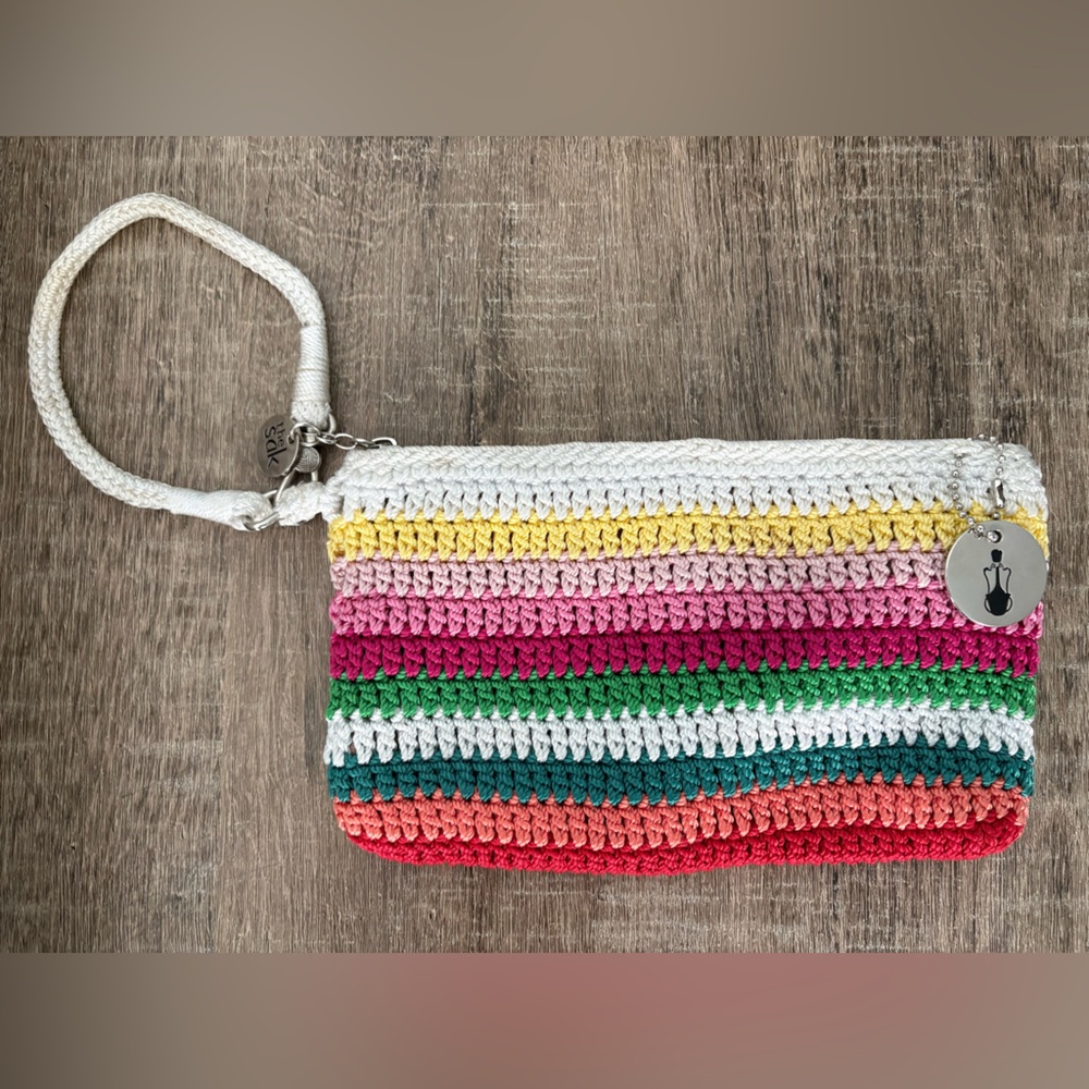 The Sak Rainbow Crochet Wristlet NWOT | Colorful Zip Pouch